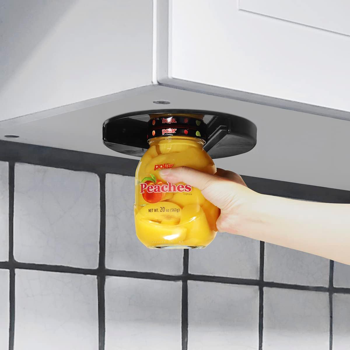 Under Counter Easy Jar Opener for Weak Hands – New Improved Design with Grip Tape to Prevent Slippage – Easily Twist Open Jars and Lids (Black)