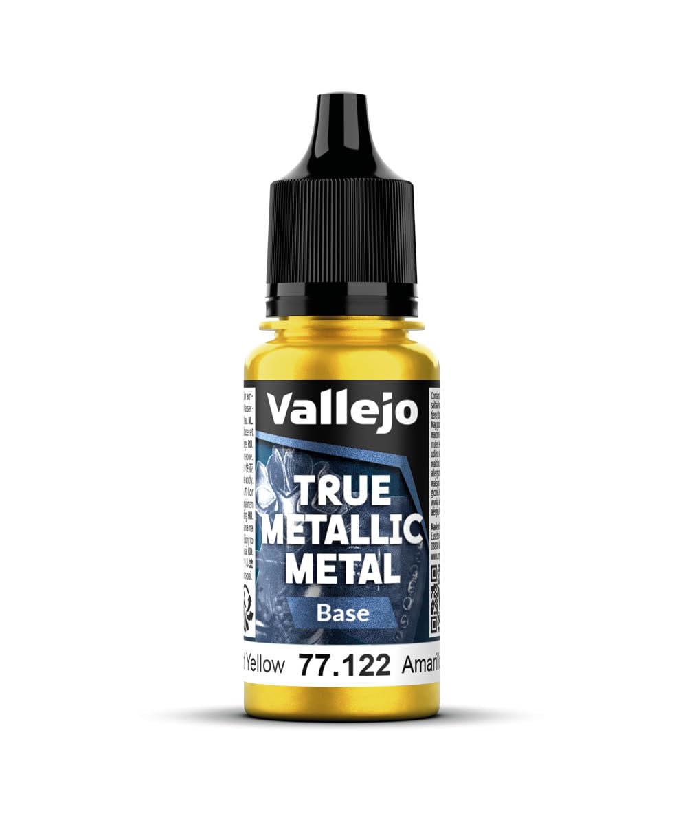 Vallejo True Metallic Paint, Radiant Yellow, 18 ml, High Coverage, Smooth Finish, Ideal for Brush Application, Mixable for Custom Shades โ image 1