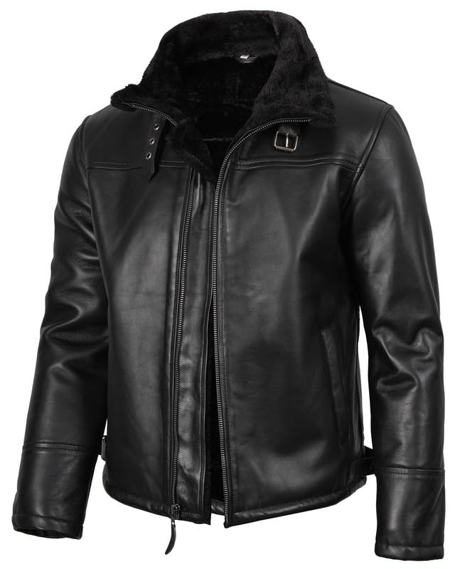 Blingsoul Shearling Leather Jackets for Men - Mens Real Leather Jacket