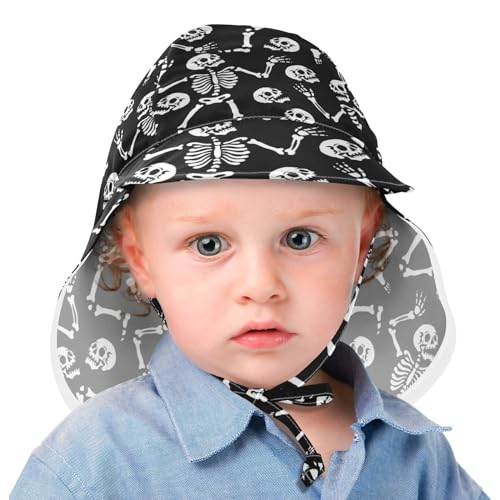 Baby Sun Hat for Girls Boys Skull Skeleton Funny Pattern Printed, Toddler Beach Bucket Hats for Camping Travel Outdoor 2-4T2