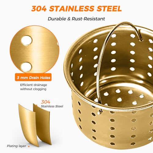 Colador para fregadero de cocina en acero inox dorado miniatura 3