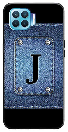 Image of Amazon Brand - Solimo Designer Button Jeans Alphabet-J Printed Soft & Flexible Hybrid Back Case Mobile Cover for Oppo F17 Pro