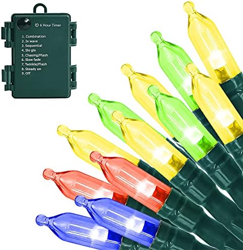MASHANG Battery Operated String Lights - 33FT 100 LED Outdoor Christmas Lights Mini Lights with Timer 8 Modes for Indoor Outdoor Party Patio Garden Decor, Multicolored