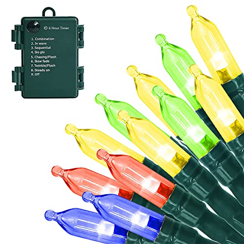 Mashang Battery Operated String Lights - 33Ft 100 Led Outdoor Christmas Lights Mini Lights With Timer 8 Modes For Indoor Outdoor Party Patio Garden Decor, Multicolored #TOP2