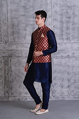Image of Uri and MacKenzie Men's Silk Blend Kurta Pajama with Designer Ethnic Nehru Jacket /Modi Jacket