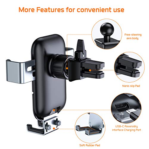 VANMASS Wireless Car Charger Mount, Automatic Clamping Gravity Sensor Car Phone Mount, 10W 7.5W Qi Fast Charging Air Vent Phone Holder Compatible with S10 S9 Note 10 9, Phone 11 Pro Max Xs XR X 8