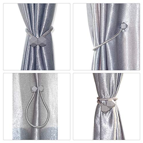 image for HHGZON 2PCS Magnetic Curtain Tiebacks Wheat Straw Material Diamond Sty