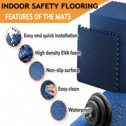 Image of 1 Inch /25mm Gym Floor mat Rubber for Heavy Workout Puzzle Floor mat for Home Exercise, Gym Equipment mat Interlocking Eva Foam Flooring Rubber Tiles Yoga, Kids Gym Mats for Floor