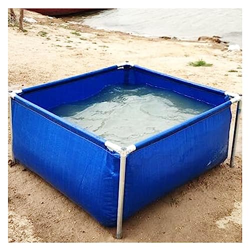 Estanque de Lona para Peces, Piscina elevada, Acuario Exterior de Lona de PVC con Estructura de Acero y válvula de Drenaje para riego de Jardines y Piscina Infantil (Color: Azul, tamaño: 1 x