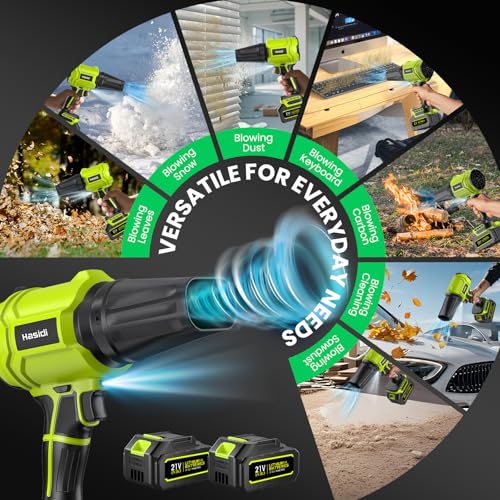 YUQUESEN Electric Leaf Blower Cordless with 2 Batteries & Charger, Green - Image 5