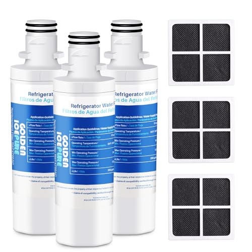 GOLDEN ICEPURE RWF4700AC Replacement for LG LT1000P ADQ747935 Kenmore Elite 9980 MDJ64844601 ADQ74793501 LMXS28626S LFXS26973S LT120F Refrigerator Water and Air Filter 3 PACK