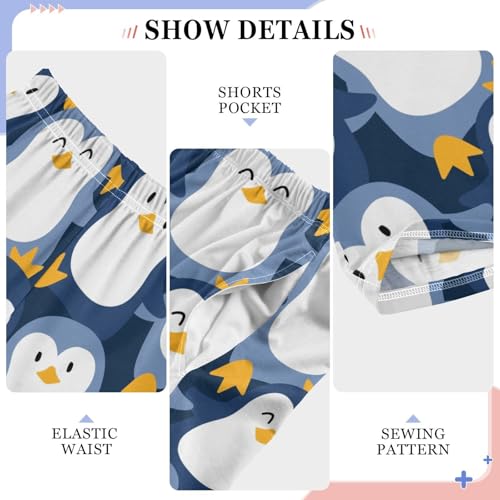 ZZXXB Lovely Penguin Boys Long Pants Soft Trousers Elastic Waist Kids Lounge Bottoms with Pockets S-XL4