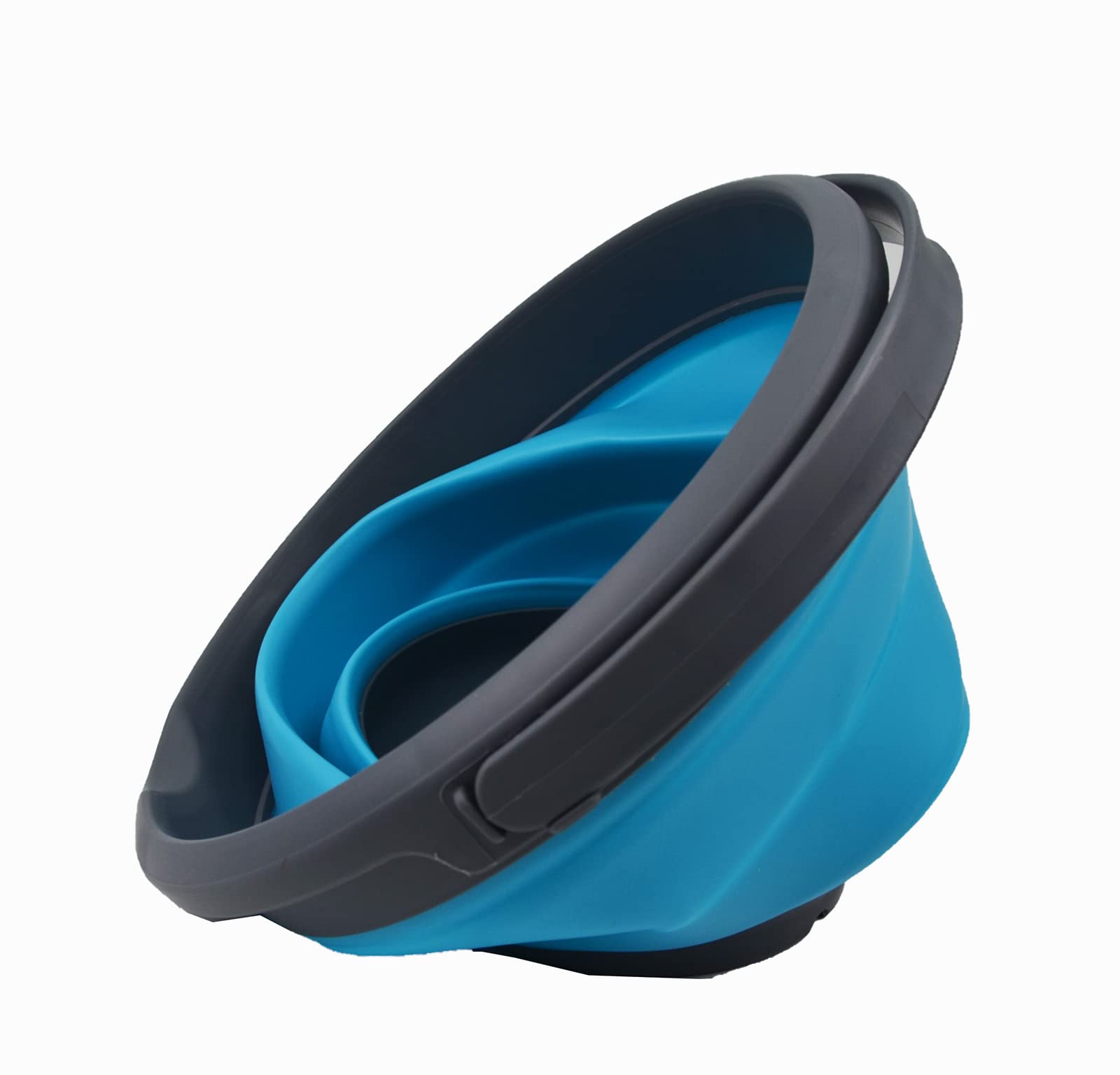 SAMMART Cubo de plástico plegable de 5,5 l para pesca, cubo de agua portátil para ahorrar espacio al aire libre (gris/azul marino, 1)
