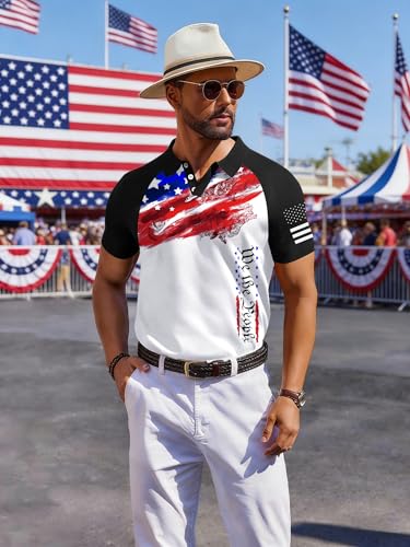 Camiseta Polo de Aniversario USA 250 Años para Hombre Camiseta con Bandera Americana 4 de Julio Patriótica Top de Golf miniatura 4