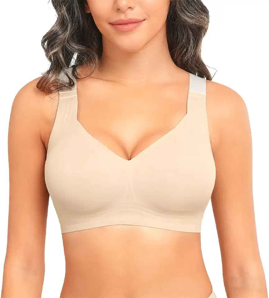 Generic Sutiã esportivo feminino sem costura, macio e confortável, ajustável e cobertura total sem anéis de aço