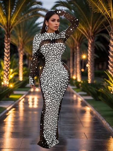 Image of Glitter Sequin Prom Dress for Bachelorette,Birthday,Holiday | Elegant Fully Lined Sparkly Rhinestone Long Dresses for Women Birthday /Formal Galas /Wedding Guest /NYE /Homecoming
