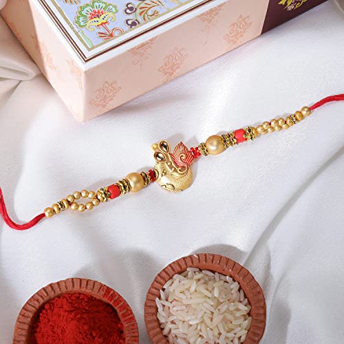 Brother Rakhi with Greeting Card | Rakhi Thread | Rakhi Gifts for Brother, Sister, Bhaiya, Bhabhi for Indian Rakhi Raksha Bandhan Festival (Set of 2)(K4K5)4