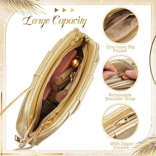 Image of Landical 3Pcs Gold Clutch Purse Jewelry Set for Women Evening Bag Cuff Bracelet Earring Gold Accessories for Women Prom Party