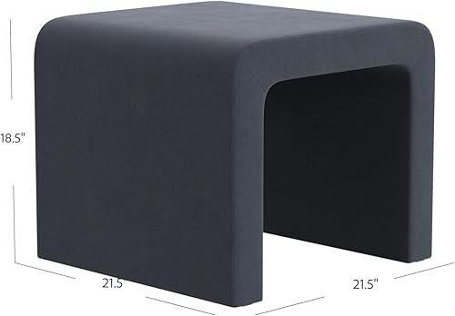 Miniatura 3 de HomePop Modern Arch - Otomana de terciopelo para decoración del hogar, otomana para sala de estar y dormitorio, terciopelo azul acero
