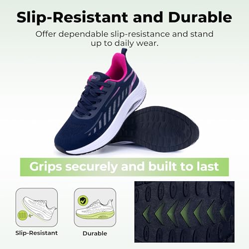 Image of AOV Wide Walking Shoes Women Arch Support Plantar Fasciitis Tennis Sneakers Orthotic Tennis Shoes for Workout Gym Black Size 8