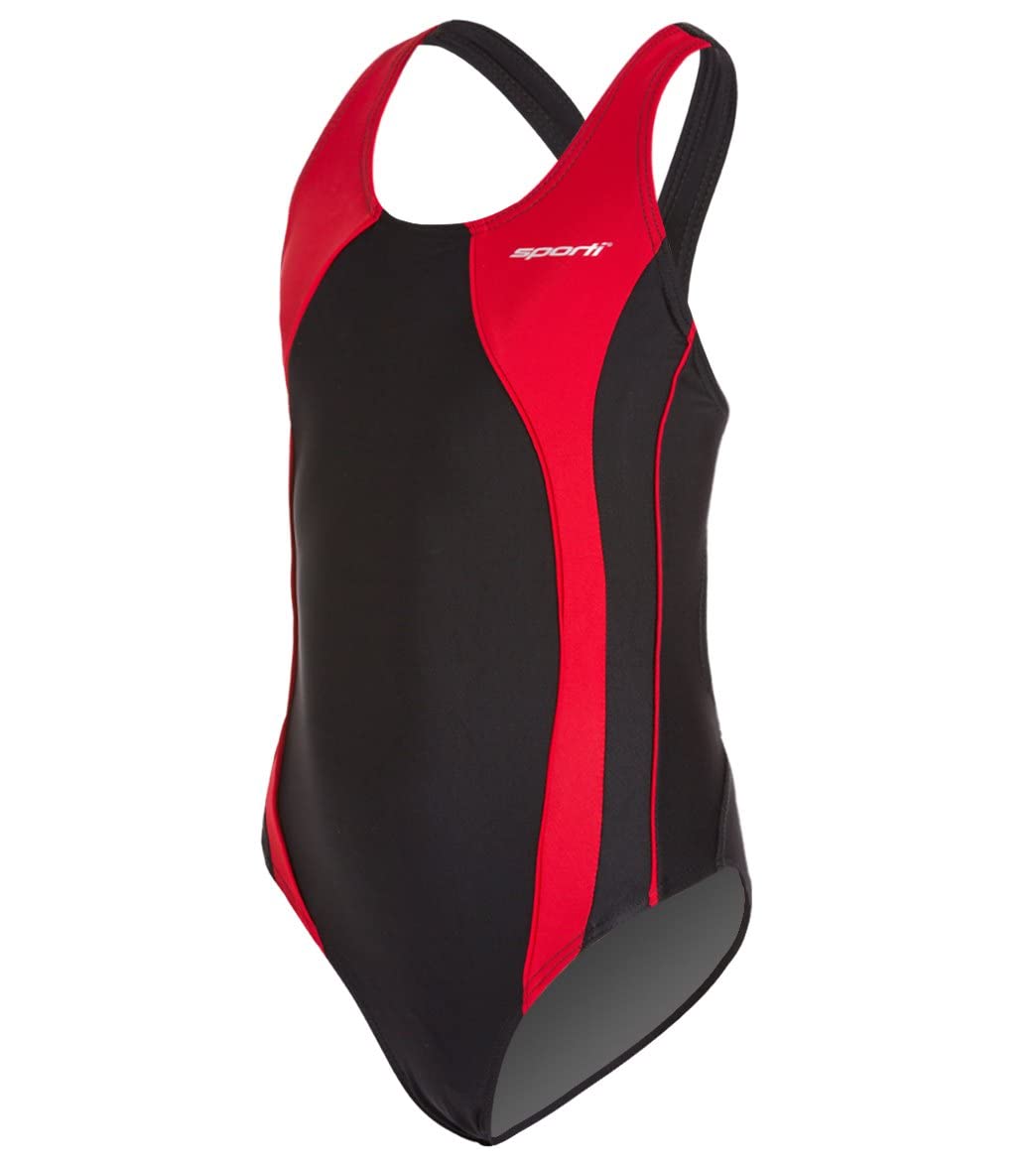 Sporti Girls' &amp; Women's Athletic Wide Strap Abstract Print One-Piece Suit