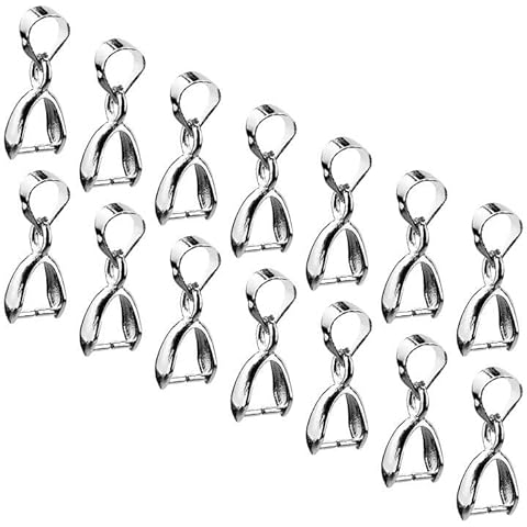 Pack of 100 Necklace Loops, 15 x 6 mm Pendant Loop, Silver for Pendants, Necklaces, Jewellery, DIY Craft Making Cover