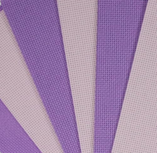 Image of KCS 4 /6 pc of 12 inch x 18 inch 30cmx45cm 16CT Counted Cotton Aida Cloth Cross Stitch Fabric (Lavender+Pink, 6 pc)