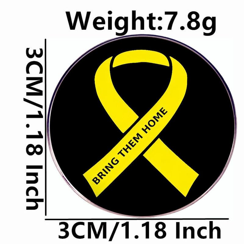 2 Yellow Ribbon Pin Flip Lapel Pins, BRING THEM HOME Hostages Israel Alloy Lapel Pins, Mental Health Awareness Round Pins, Bone Cancer Awareness Enamel Pins2