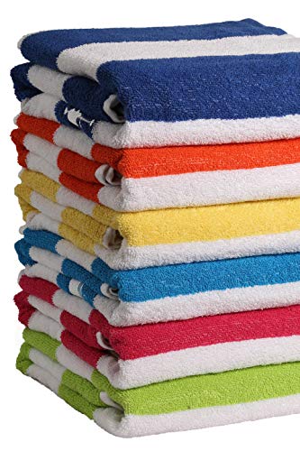 100% Cotton Bath Towel, Pack of 6, Cabana Stripe Beach Towel, Large Pool Towels (27\" x 54”), Highly Absorbent, Light Weight, Soft and Quick Dry Swim Towels, for Parties, Guests- Floral Jacquard design