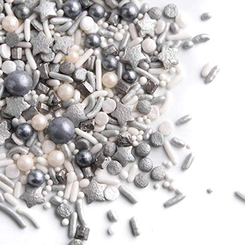 Sprinkles - Metallic Sprinkles - Cake Sprinkles - Gluten-Free Sprinkles for Baking - Cupcake and Cake Topper - Sprinkle Mix - Sweets Indeed Sprinklefetti - Platinum - 6.25 ounces