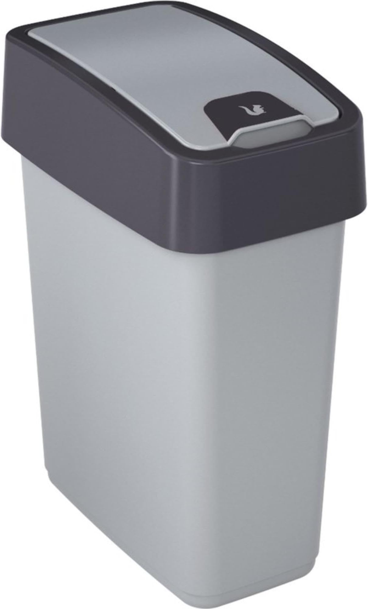 keeeper Premium Waste Bin with Flip Lid, Soft Touch, 10 Litre, Magne, Silver