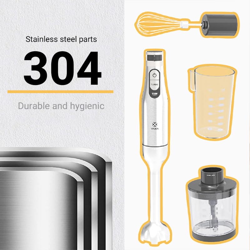 MX0205 4 in 1 Stabmixer 1000 Watt inkl. Schneebesen, 500 ml Zerkleinerer und 600 ml Becher
