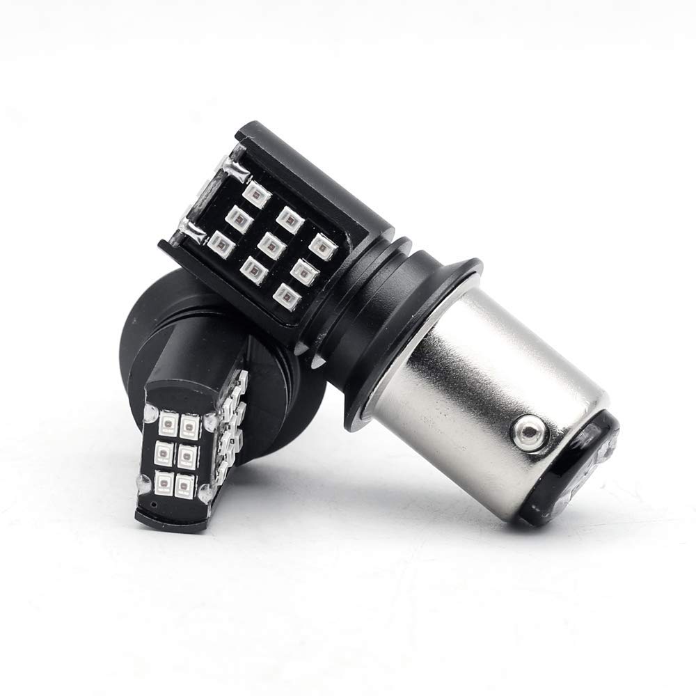 1157 Red Flashing Strobe Blinking Rear Alert Safety Brake Tail Stop High Power LED Light Bulbs