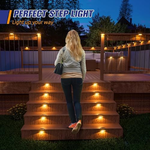 Image of Solar-Powered Deck Light - IP65 Waterproof LED Step, Stair, Fence & Railing Light with Wide-Angle Illumination, Rechargeable Outdoor Lighting for Yard, Patio & Pathway.Pack of 4