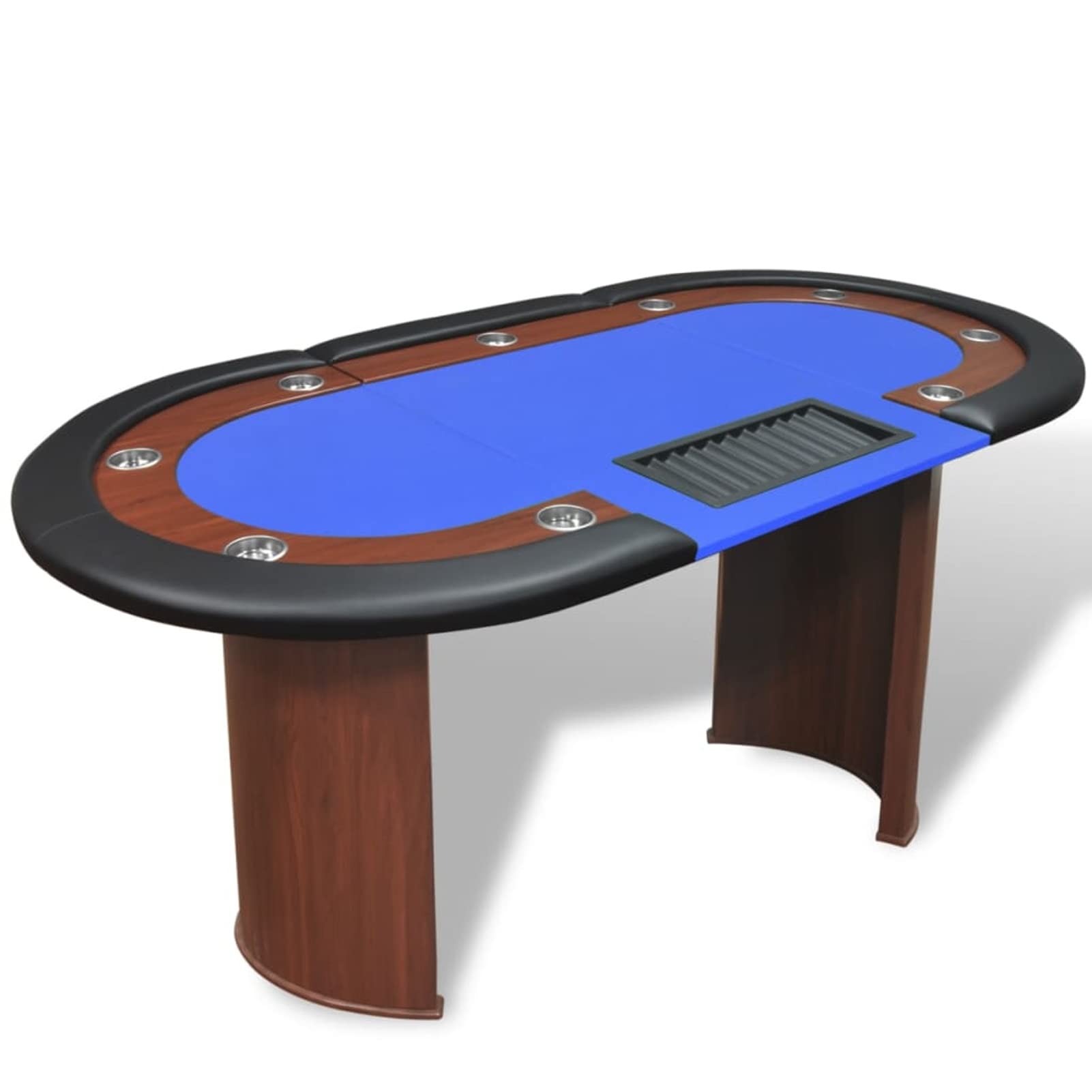 Pokertisch für 10 Spieler mit Dealerbereich und Chipablage, Poker Table, Spieltisch, Blackjack, Poker Tisch, Roulette Tisch, Deko Casino Poker, Blau