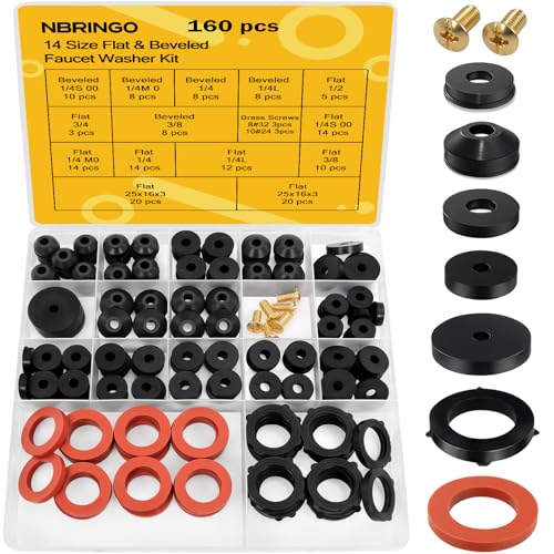NBRINGO 160 Pcs Hose Bib Repair Kit Assorted Faucet Garden Hose Washers