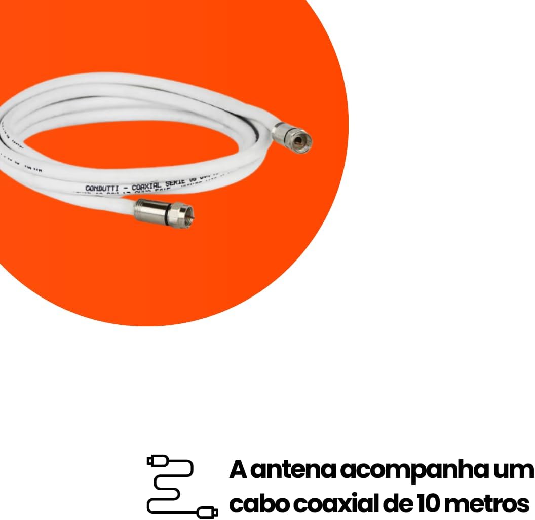 Antena Externa Digital para TV 2 em 1 Completa, Aquario, DTV-1500, Prata, Médio
