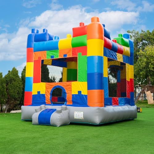 HeroKiddo Block Party Bounce House Commercial Grade for Kids and Adults (with Blower), Basketball Hoop, Outdoor Indoor, Birthday Party, Rental Quality, All Seasons, Big Inflatable 13x13 - Image 3