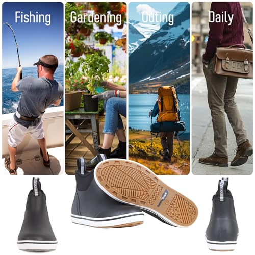 Image of Ankle Rain Boots, Waterproof Boots for Men & Women, Rubber Deck Boots for Fishing Gardening, Rubber Rain Boots, Muck Boots for Men