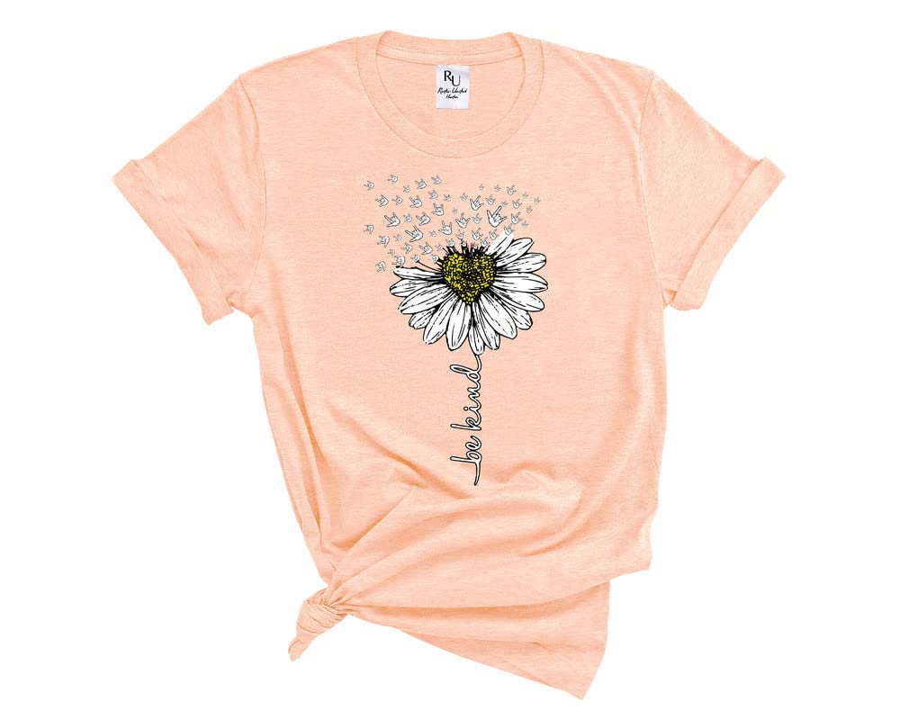 Be Kind Women's T Shirt, Kindness Chamomile Graphic Short Sleeve Tees