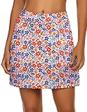 Ekouaer Pickleball Skirt for Women High Waisted Tennis Skort Fashion Workout Golf Skirts 2026 A line Athletic Skirt with Shorts, Red Blue Floral XL