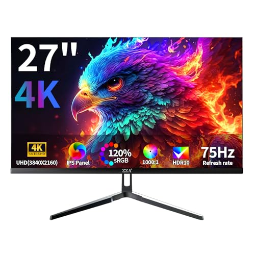 Image of ZZA 27 inch 4K UHD Monitor,75Hz Refresh Rate,HDR10,HDMI 2.0x2 /DP 1.2x2,Compatible with Wall Mounting,Ideal for Business & Office Work