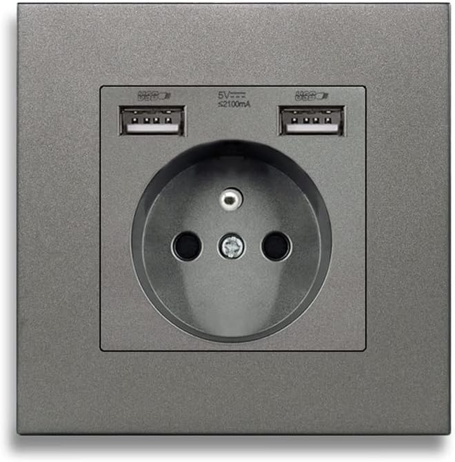 Wall Mounted Power Outlet Glass Panel Plug Residential Square Universal Charging Port Socket(D)