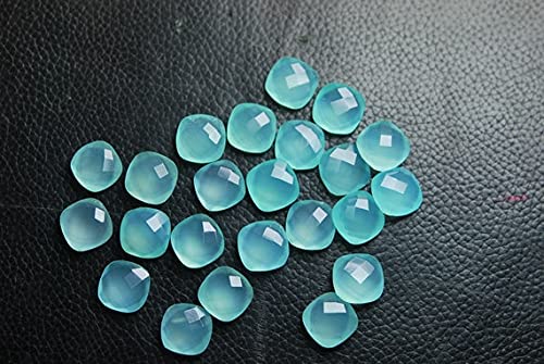 Aqua chalcédoine coussin 12mm LKBEADS pierre naturelle damier pour création bracelet et collier