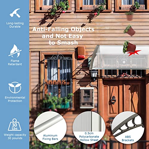 40-x-32-Door-Window-Awning-Exterior-Polycarbonate-Cover-Entry-Door-Outdoor-Patio-Awning-Canopy-Front-Door-Overhang-Awning-for-Sun-Shutter-UV-Rain-and-Snow-Protection-Hollow-Sheet-Clear-Board 40 x 32 Door Window Awning Exterior Polycarbonate Cover Entry Door Outdoor Patio Awning Canopy Front Door Overhang Awning for Sun Shutter UV Rain and Snow Protection Hollow Sheet Clear Board
