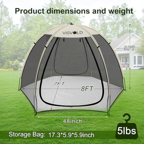 Visvold LX02-02TS Screen House Tent Portable Screened Canopy Tent With Carry Bag Shelter Mesh Walls Screen House Room Great thumb #1