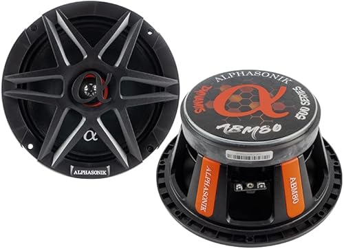 Alphasonik ABM80 Dynamis Series 8" Mid-Range 800 Watts MAX Car Audio Altavoces ruidosos 4 OHM 1.5 pulgadas Cobre Aluminio Revestido 2 capas Kapton