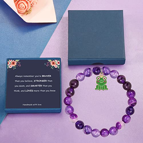 Image of Frog Lover Gift Frog Spirit Animal Gift Frog Bracelet Frog Charm Jewelry Inspiration Gift for Friend