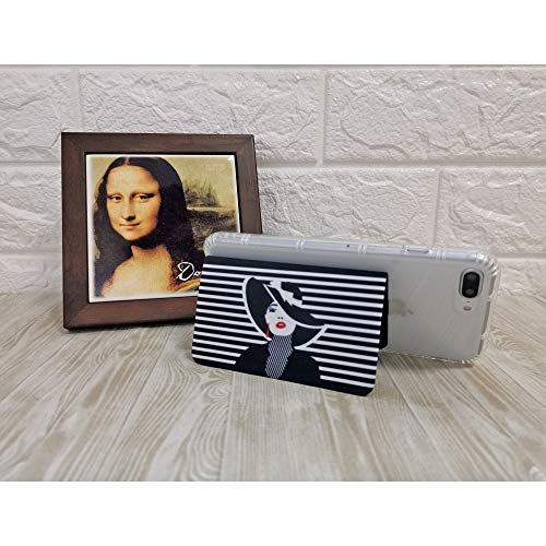 Image of Tainada Stick On 3M Adhesive Flip Phone ID Credit Card Holder Wallet with Detachable Wristlet and Phone Stand Function for iPhone, Android and Most of Smartphones (Lady Black)