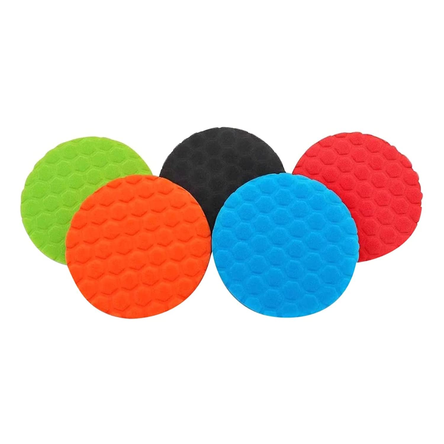 SYOSI Car Polishing Professional Set, 5pcs 150mm Face for 125mm Backing Plate Hex Logic Polishing Sponges Wax Sponges Car Polishing Pad Polishing Foam Set For Eccentric Polishing Machine Grinder